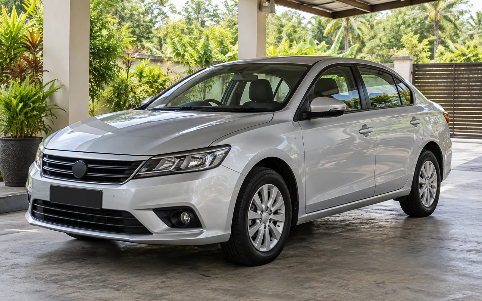 Kereta penumpang di tempat parkir berbumbung